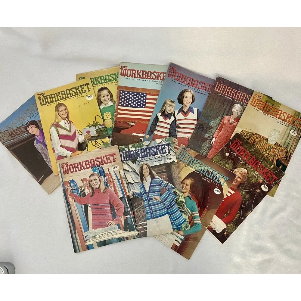 Workbasket Home Arts Crochet Needlework Magazines 1974-75 Lot of 11